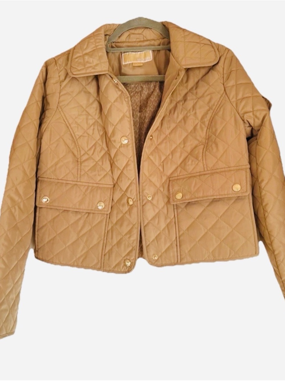 Michael Kors Beige Diamond Quilted Snap-Front  Jacket size M NWT - Picture 3 of 8